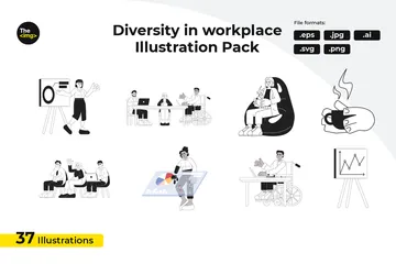 Diversité sur le lieu de travail Pack d'Illustrations