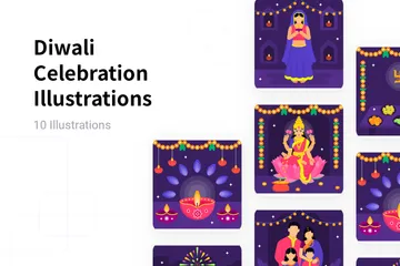 Célébration de Diwali Pack d'Illustrations