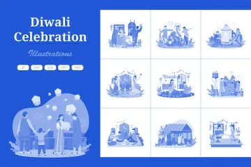 Diwali Celebration Illustration Pack