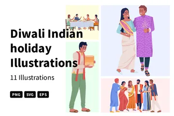 Diwali Indian Holiday Illustration Pack