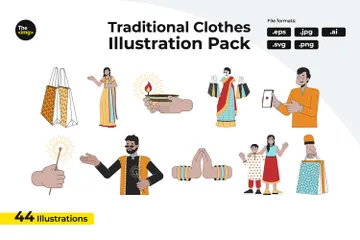 Diwali Traditional Culture Illustration Pack