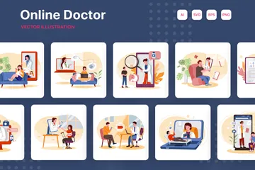 Médecin en ligne Pack d'Illustrations