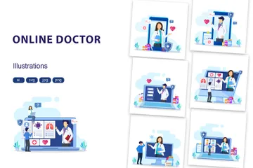 Médecin en ligne Pack d'Illustrations