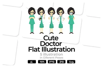 Médecin portant des lunettes Pack d'Illustrations