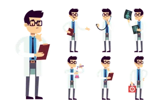 Doctor, Chemist, Pharmacist, Surgeon Man Cartoon Character