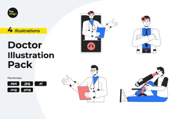 Doctor Consultation Online Illustration Pack