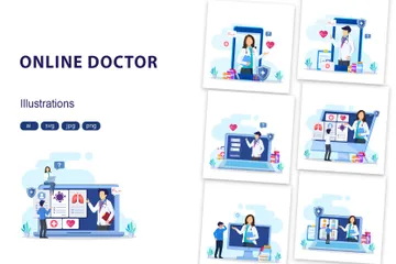 Médico en línea Paquete de Ilustraciones