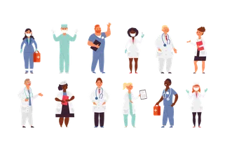 Doctor Nurse Characters. Medical Nurses, Health Care Flat Male