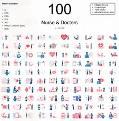 Enfermera y Doctores Paquete de Ilustraciones