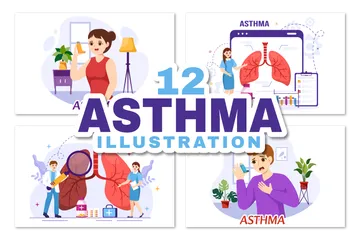 Doença de Asma Pacote de Ilustrações
