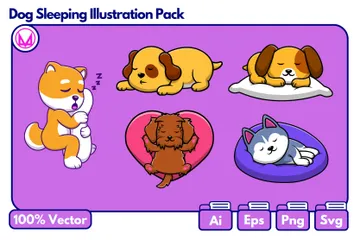 Dog Sleeping Illustration Pack