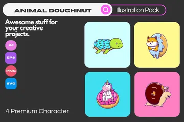 Donut de animales Paquete de Ilustraciones