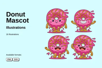 Donut Mascot Illustration Pack