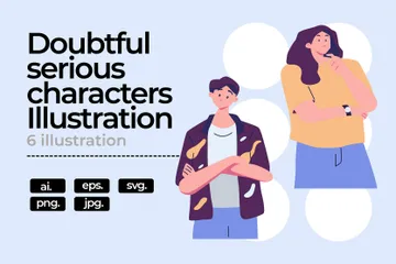 Doubtful Serious Characters Illustration Pack
