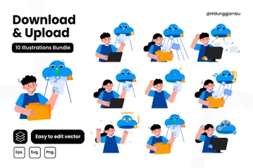 Download And Upload Illustration Pack