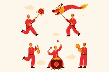 Dragon Dance Performer Illustration Pack