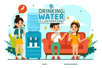 Drinking Water Illustration Pack