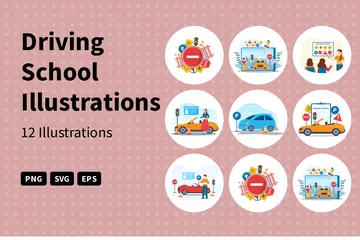 Driving School Illustration Pack