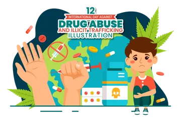 Drogenmissbrauch und Drogenhandel Illustrationspack
