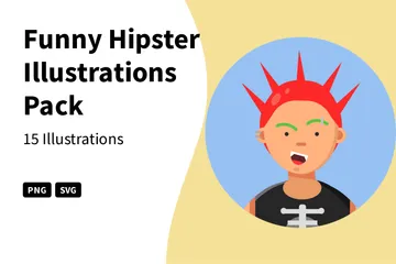 Hipster drôle Illustration Pack