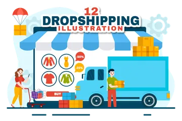 Dropshipping-Geschäft Illustrationspack