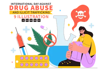 Drug Abuse And Illicit Trafficking Illustration Pack