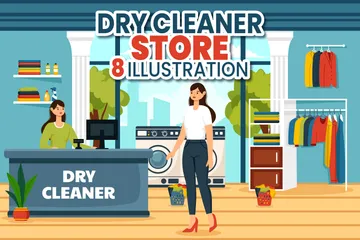 Dry Cleaner Store Illustration Pack