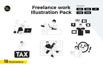 Du travail en indépendant Illustration Pack