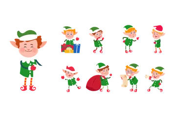 Elfo de Natal Pacote de Ilustrações