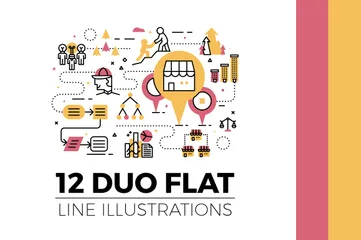 Duo-Flachlinienillustrationen V.2 Illustrationspack