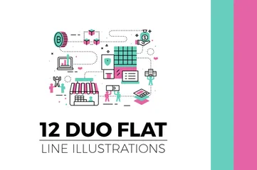 Duo Flat Line Illustrations V.3 Illustration Pack