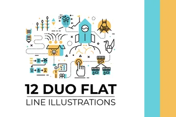 Duo Flat Line Illustrations V.1 Illustration Pack