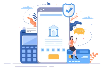 E-Banking App, Wallets Or Bank Credit Cards Illustration Pack