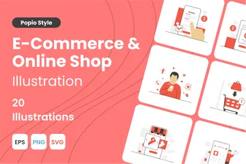 Commerce électronique et boutique en ligne Pack d'Illustrations