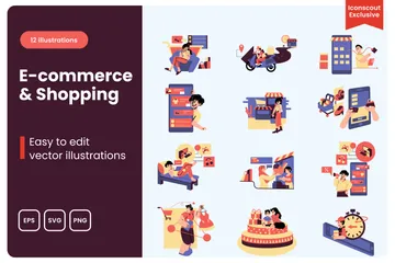 Commerce électronique et achats Pack d'Illustrations