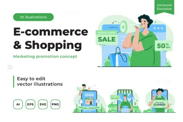 E-Commerce-Marketing-Werbung Illustrationspack