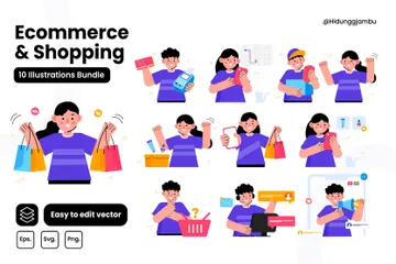 E-Commerce und Einkaufen Illustrationspack