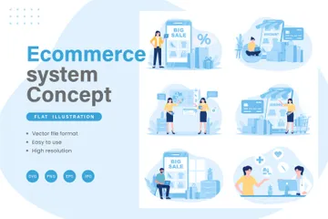 E-Commerce-Einkauf Illustrationspack