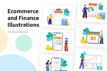 E-Commerce und Finanzen Illustrationspack