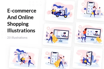 E-Commerce und Online-Shopping Illustrationspack