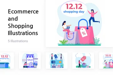 E-Commerce und Shopping Illustrationspack