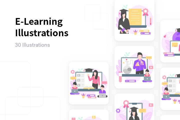 E-Learning Illustration Pack - 29 Free Download School & Education ...