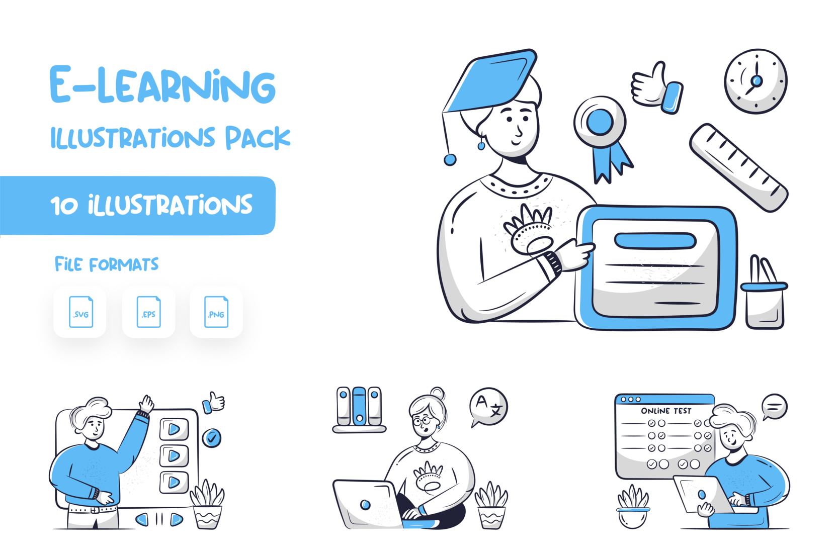 E-Learning Illustration Pack - 10 Free Download School & Education ...