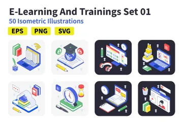 E-Learning And Trainings Set 01 Illustration Pack