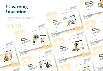 Ilustración de educación de aprendizaje electrónico Paquete de Ilustraciones