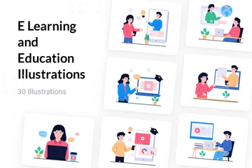 Apprentissage et éducation en ligne Pack d'Illustrations