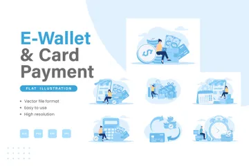 Portefeuille électronique et paiement par carte de crédit Pack d'Illustrations