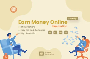Earn Money Online Illustration Pack
