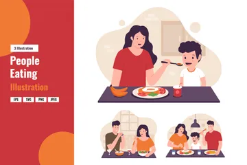 Eat With Family Illustration Pack