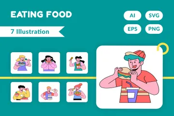 Eating Food Illustration Pack